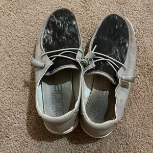 Custom cow hide hey dudes